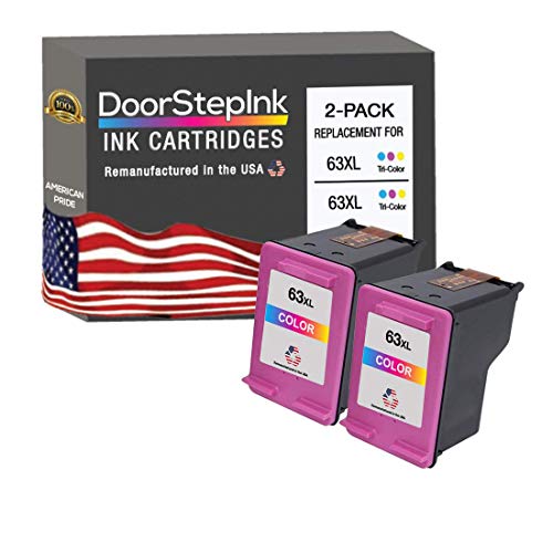 DoorStepInk Remanufactured in The USA Ink Cartridge Replacements for HP 63XL 63 XL Color 2PK for HP Envy 4520 4522 4528 HP Officejet 4652 5252 3834 HP DeskJet 3631 3633 2133