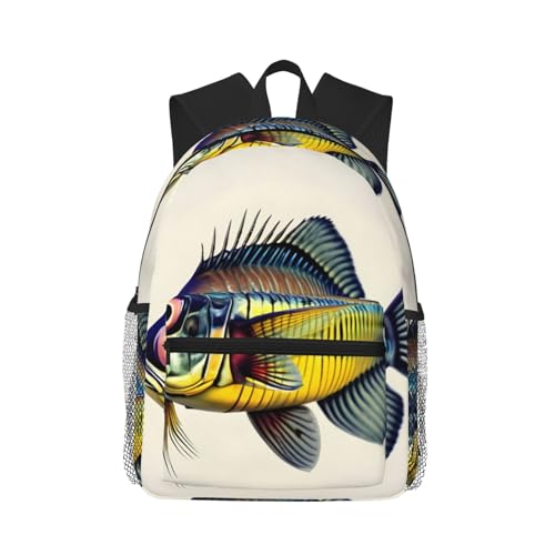 Sac à dos d'université léger Fly Yellow Fish fini le mal de dos sur le campus