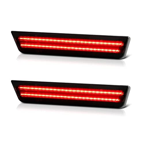 GemPro 2Pcs Rear Red LED Side Marker Lights Assembly Turn Signal Lamp Compatible with 2008-2014 Challenger Charger, Smoke Lens