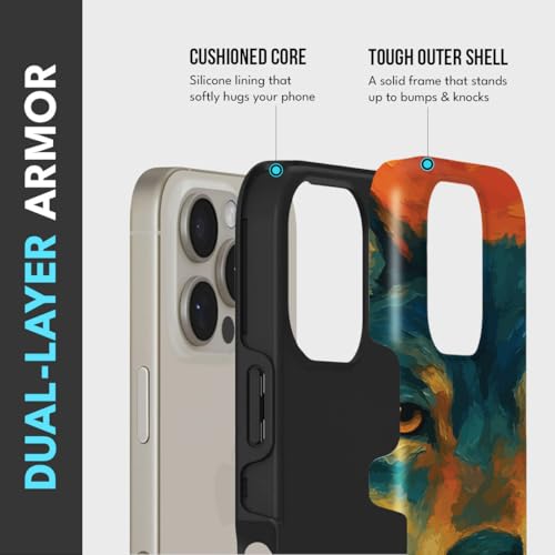 Image of MILLION CASES Back Cover Case for iPhone 15 Pro Scratch Resistant Anti-Slip Polycarbonate Shockproof Protective Durable Feral Spirit Crystal Case for Men & Boys