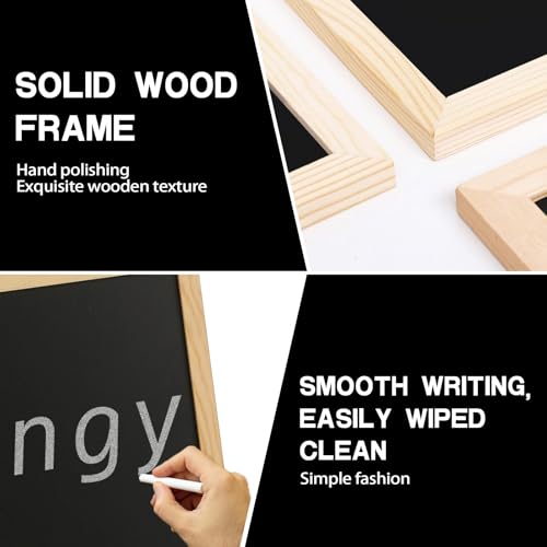 2 Stück A3 Kreidetafel mit Holzrahmen, 30 x 40 cm Kreidetafel zum Beschriften Abwischbare Tafel mit Schafsnägel und Hanfseil zum Aufhängen Memoboard für Büro Küche Bar Schule Schwarz