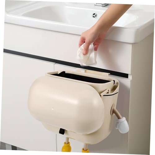 Caneca de Basura de Pared con Tapa Beige de Plástico miniatura 5