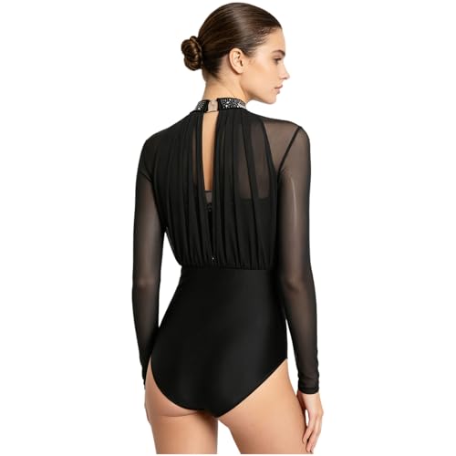 Bodysuit une pièce en mesh à strass scintillants Hansber pour danse