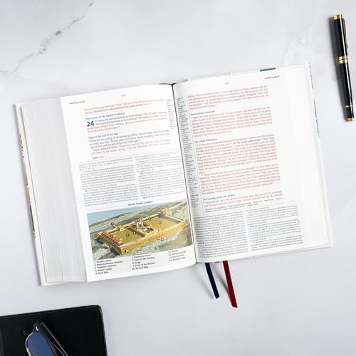 Image of CSB Baker Illustrated Study Bible, Hardcover, Red Letter, Full Color Interior, Study Note Commentary, Articles, Images, Illustrations, Reconstructions, Definitions, Outlines, Maps