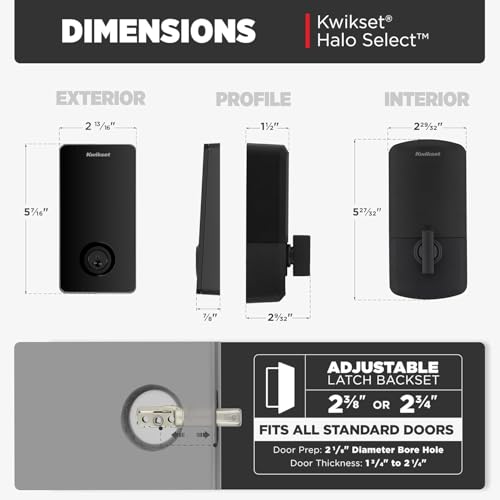 Image of Kwikset Halo Select Smart Lock Keyless Entry Door Lock Wi-Fi and Matter Enabled Deadbolt No Hub Needed, Geofence Auto-Unlock, Grade AAA Certified, Easy Install, Matte Black Lifetime Finish Warranty