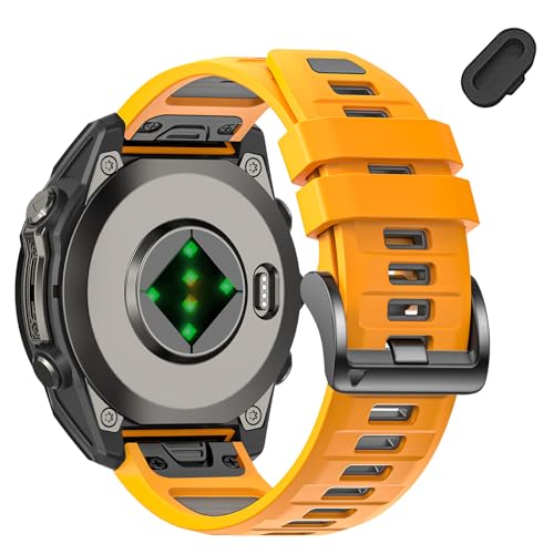 Image of 26mm Watchbands Compatible With Garmin Fenix 8 Pro /Quatix 8 51mm /Fenix 7X Pro /7X /6X Pro /6X /5X Plus /5X /3 HR,Silicone Quick-Fit Strap for tactix 8 51mm /7 pro /Enduro 3 2 /Descent Mk3i-51mm /Mk2i