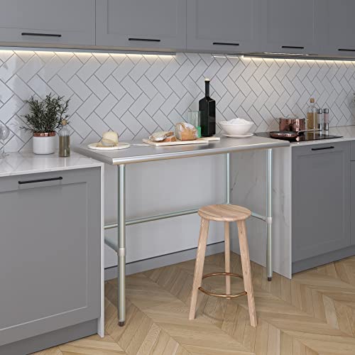 Image of AmGood Stainless Steel Work Table Open Base | Metal Work Bench (Stainless Steel Table Open Base, 48 inch Long x 24 inch Deep)