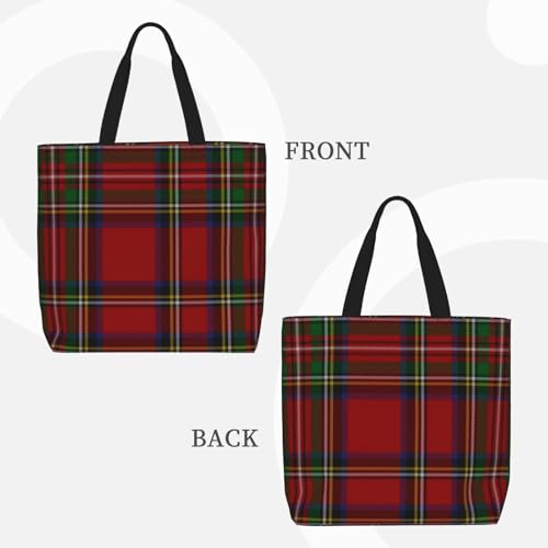 Red And Green Plaid Tote Bag With Zipper – All-Purpose Polyester Shoulder Bag With Built-In Pocket, Lightweight & Scratch-Resistant For Daily Needs2