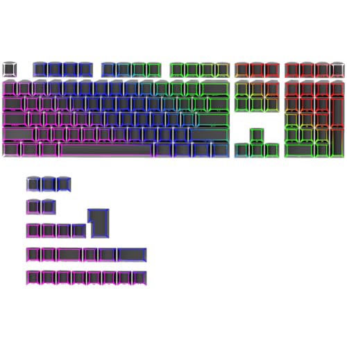 Image of Fogruaden PBT Keycaps Set, Cherry Profile Side Print Keycap for Mechanical Keyboard Keycaps(ZheYing-Black)