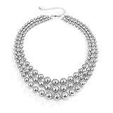 Punk Layered Chunky Bead Ball Chain Collar Choker Necklace Hip Hop Bib Statement Necklace for Women Friend Stacking Wedding Jewelry Christmas Gift-B silver-1