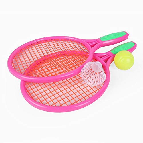 Podazz Kids Tennis Racket Toy Set Children's Outdoor Sports Tennis Racket with Badminton Ball Kids Toys Elastic Tennis Racket Boys and Girls Beach Outdoor Sport Toy(Pink)