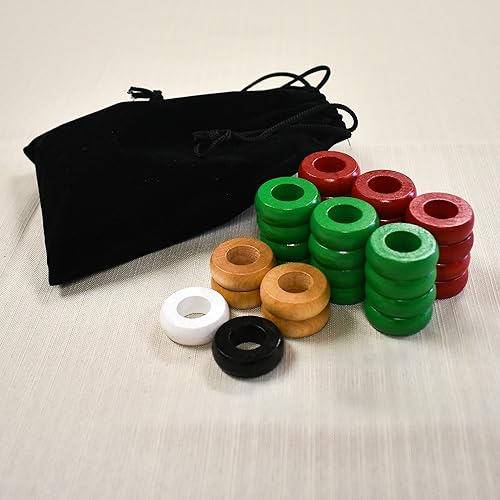 30 Red and Green Pinnochi/Pichenotte Rings with a Pouch (Small Rings – 1 1/8 inch Diameter (2.9cm))