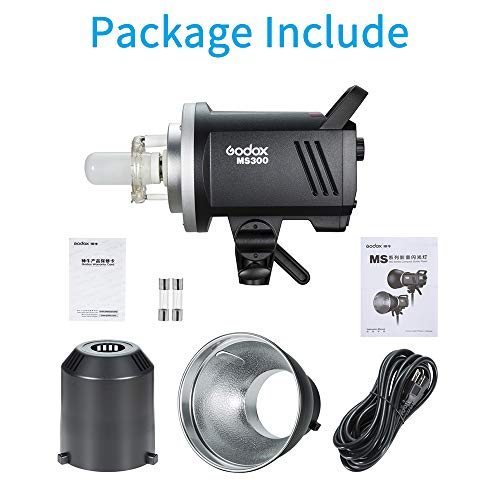 Godox Ms300 Compact 300W Studio Flash,Small And Portable 2.4G Wireless X System Gn58 5600K Monolight With Bowens Mount 150W Modeling Lamp, 0.1-1.3S Recycle Time Outstanding Output Stability #TOP6