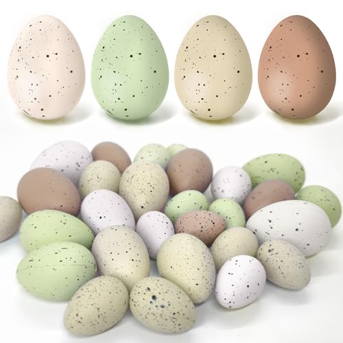 Kidum 36 Pcs Easter Speckled Eggs Vase Filler Plastic Speckled Eggs Faux Eggs for Decoration Bowl DIY Spring Displays and Easter Decorations Vase Decorating