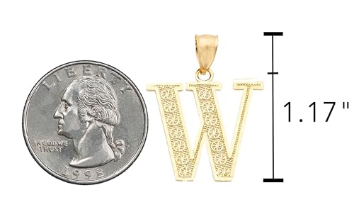 10K Yellow Gold Diamond Cut A to Z Alphabet Initial Letter Charm Pendant (Medium Size)2