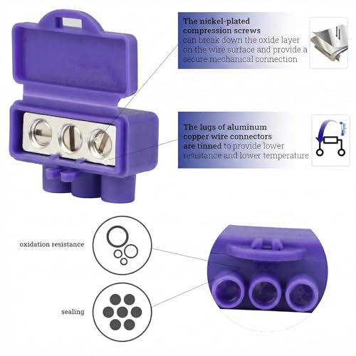 Image of Aluminum to Copper Wire Connectors, Copper to Aluminum Wire Connectors, 3 Port, 100 Pack