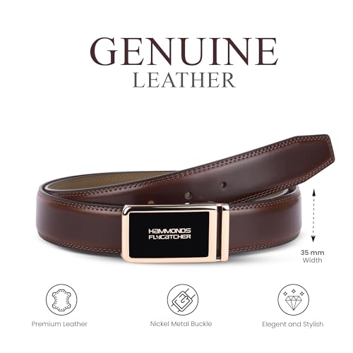 Image of HAMMONDS FLYCATCHER Belt for Men Leather Original - Adjustable Waistband up to 46 Inches Belt for Jeans & Dress Pants - 1.5 inch Width - Zinc Casted Buckle - Formal & Casual Wear - Branded Men Belts