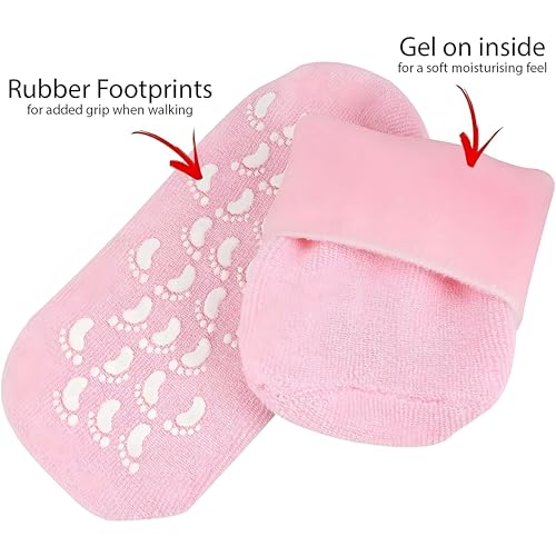 Image of UNIDSC Silicone Gel Socks for Women & Men - Heavy Quality Big Size Spa Socks with Vitamin E, Heel Crack Repair and Foot Hydration Therapy (Pink)