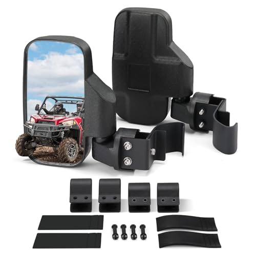 KEMIMOTO Mirrors UTV Side Mirror Compatible with Polaris Ranger XP 1000 General RZR Defender Maverick Trail UFORCE Pioneer SXS mirror for 1.75-2.0 Round Roll Cage & profit roll bar
