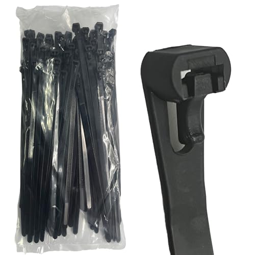 EzySup Bridas reutilizables resistentes para uso en exteriores, 450 mm x 7,6 mm, 100 piezas, color negro