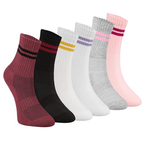Women's Athletic Cotton Crew Socks with Cushion, Tennis, Breathable Socks