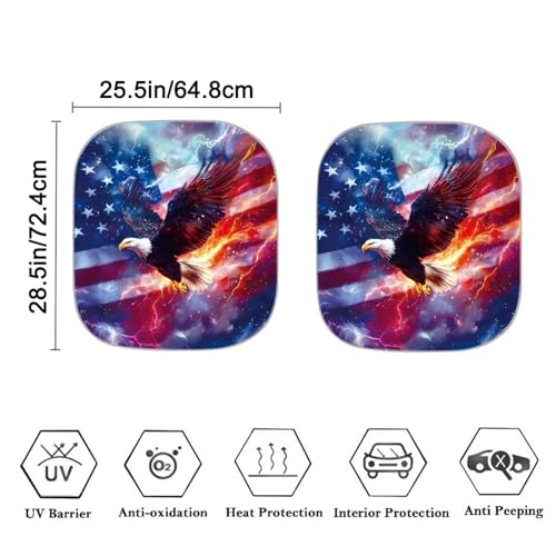 Image of Eagle Flag 2 PCS Car Windshield Sun Shade Foldable Automotive Front Window Sunshade Protector Window Shades Cover Sun Visor Shield for Most Sedan Truck SUV