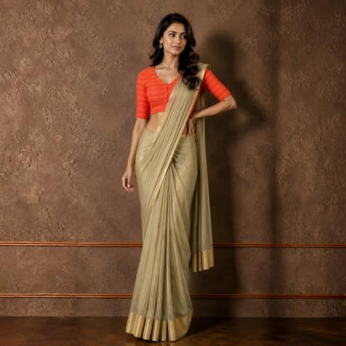 Image of Studio Shringaar Women's Cotton Madras Checks Saree Stretchable Blouses with Underarm Sweat Pads (Pack of 14 Pads)
