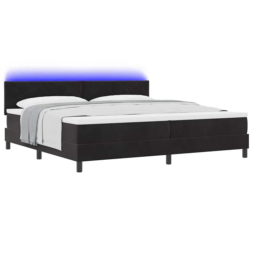 Velluto premium design moderno LED letto matrimoniale 200x200 cm Nero