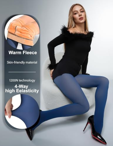 Image of Fleece Lined Tights Footless Women Sheer Warm Pantyhose Leggings Toeless Fake Translucent Thermal Thick Winter No Feet Tights