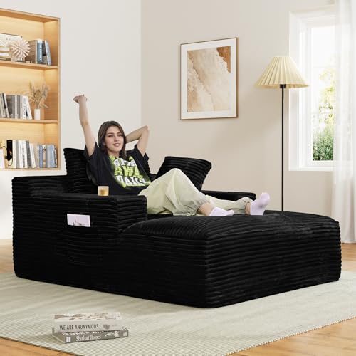 DAMAIFROM Oversized Chaise Lounge Chair Indoor with Cup Holders & Side Pocket, 50