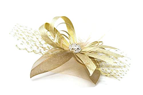 Metallic gold fascinator with diamantè 