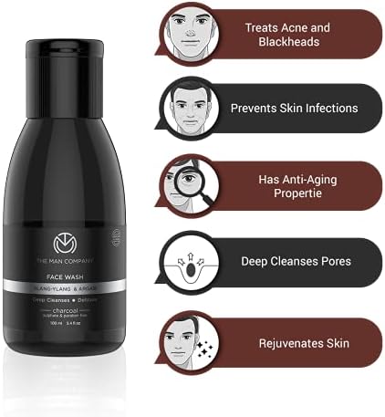 The Man Company Activated Charcoal Face Wash for Men Anti Pollution, Acne Oil Control, Deep Cleansing, Blackheads Removal, Suitable for All Skin Types, 100Ml
