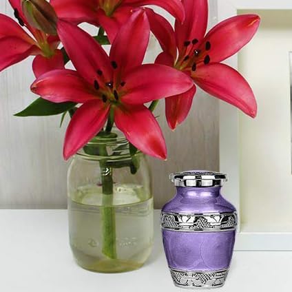 Image of Trupoint Memorials Cremation Urns for Human Ashes, Silver Lining Decorative Burial Urns for Male and Female, Funeral Memorial Urn for Women and Men - Purple, 1 Keepsake