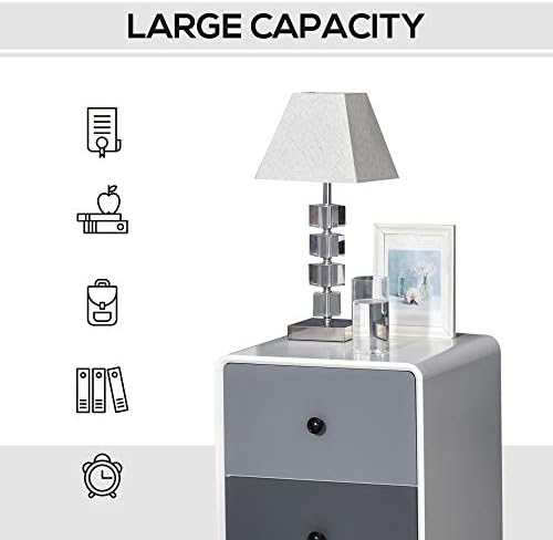 HOMCOM Modern Side Cabinet Nightstand Home Organizer with 2 Storage Drawer Unit for Bedroom, Living Room