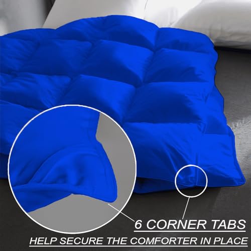 Image of Alaska Size Comforter Set - All Season Down Alternative Bedding Comforter Set - Quilted Duvet Insert with Corner Tabs - Box Stitched Blanket - Breathable, Soft - Royal Blue