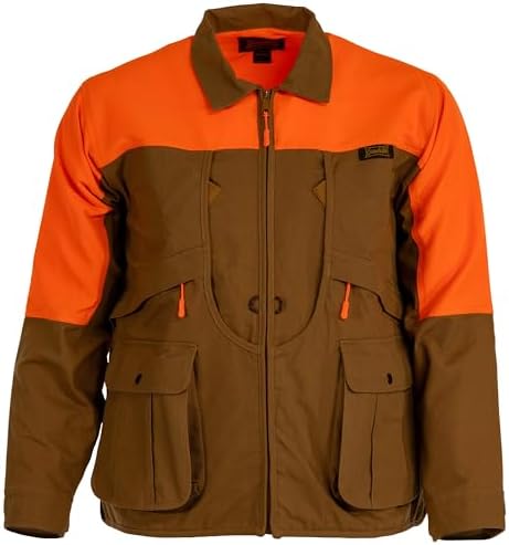 Gamehide Brush Breaker Upland Pheasant Hunting Cotton Canvas Jacket With Game Bag (Large, MarshBrown/Orange)