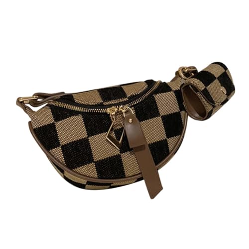 Creative Women'S Brown Checkered Shoulder Bag Canvas Chest Bags Crossbody Purse For Comfort And Styles In Any