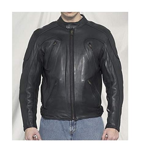 Mens Vented Armored Leather Motorcycle 