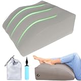 Jidyllic Inflatable Leg Elevating Pillow & Foot Rest - Grey Ergonomic Wedge Pillow for Swelling, Blood Circulation & Back Pain Relief, Portable with Pump & Storage Bag