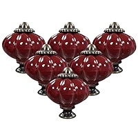 Lot De 6 Boutons De Placard Vintage En Céramique Avec 3 Tailles De Vis De Montage Pour Porte, Tiroirs, Placard, Meubles De Cuisine - Rouge Rouille