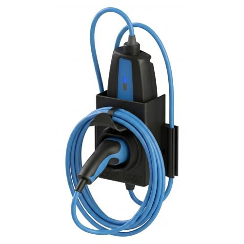 E-Voll Typ 2 Ladekabel Wandhalterung mit ICCB Halter Kabelhalterung für Elektroauto & Plug-in-Hybrid Wetterfest & UV-beständig 3 Jahre Garantie Made in Germany Schwarz
