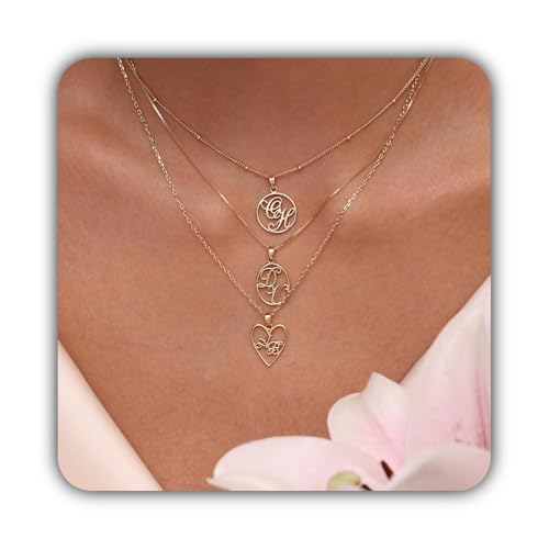 Collier monogramme Hongyu en argent, breloque d'exception cœur et cercle