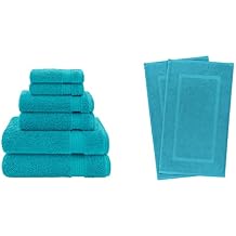 Cotton Paradise, 6 Piece Towel Set and 2 Piece Bath Mats Bundle