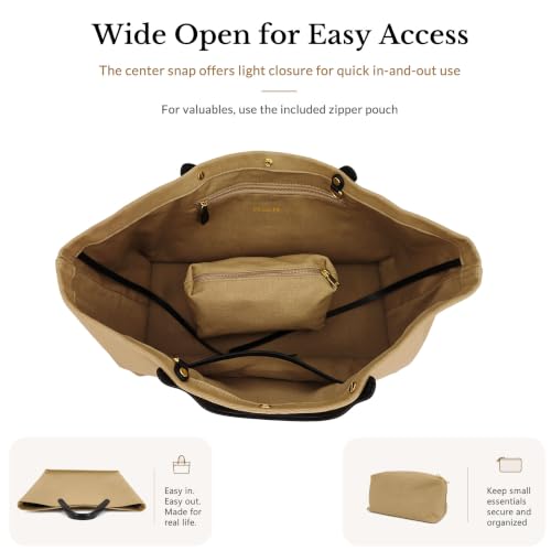 Image of M-ioi-M 2Pcs Set, Large /XL Tote Bag with Pouch for Women, Canvas or Genuine Leather Crossbody Shoulder Bag, Top Handle Purse
