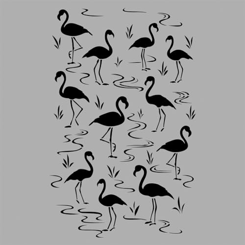 Image of Kayra Decor Flamingo Bird Kids Room Wall Stencil -Pack of 1, Sheet Size 24 x 36 inch /Design Size 22 x 34 inch.