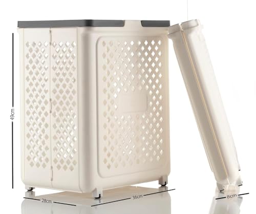 Image of Rajwadi Laundry Basket with Wheels and Handle, Plastic Foldable Laundry Hamper, Versatile Space Saving Collapsible Storage Basket /Laundry Bag for Laundry and Bathroom