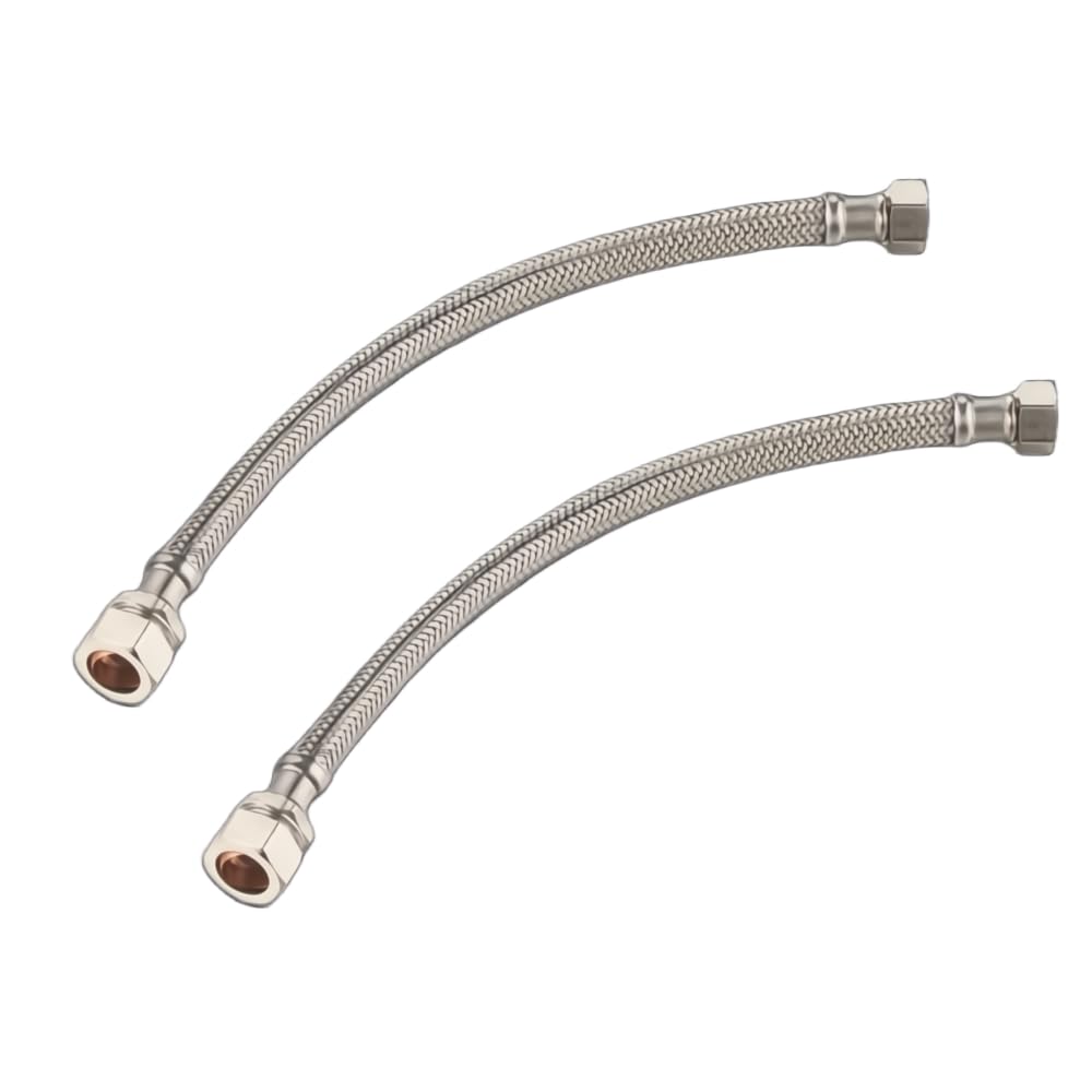 Jd Brands White 2X 15Mm X 1/2" Flexi Tap Connectors – 300Mm Braided Hose Inlet Pipe (Wras Approved) | Flexible Tap & Valve Connectors For Kitchen & Bathroom Plumbing – Pack Of 2