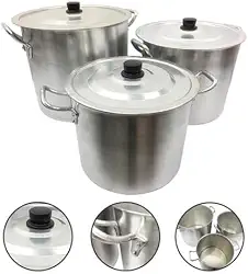 Kit 3 Caldeirão Panela Nº 26 28 30 Grande Industrial Alumínio Hotel Restaurante Bares Feijoada Sopa Cozinha Industrial e Doméstica