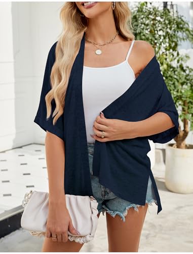Image of Yekaty Lightweight Cardigans for Women Casual Summer Short Sleeve Cardigan Open Front Beach Coverups 2026