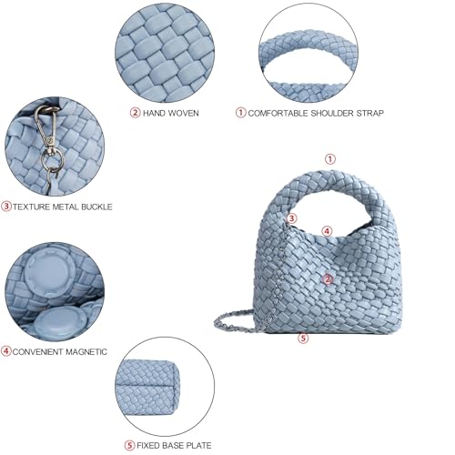 Image of JINMANXUE Fashion Mini Handbag For Women, Woven Tote Bucket Composite Bag Knitting Chain Bags, Crossbody Shoulder Purses